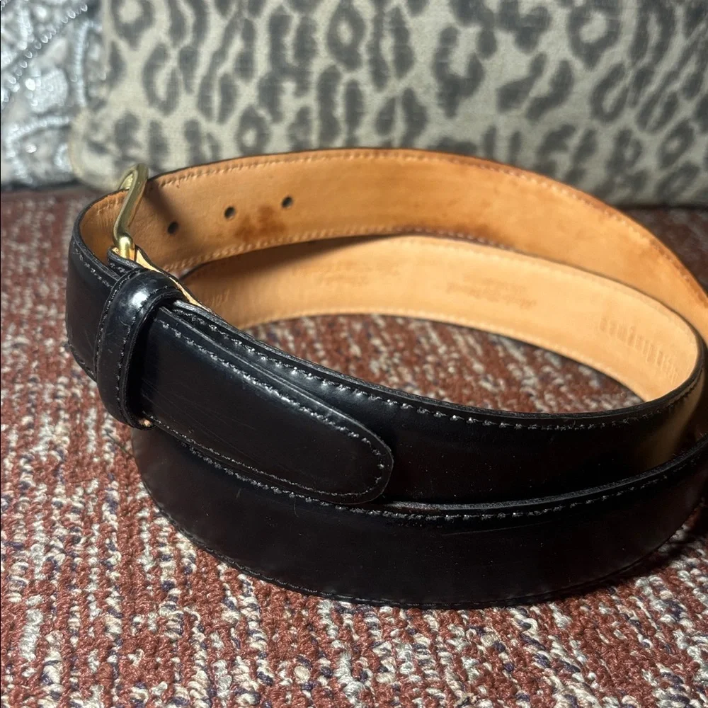 Martin Dingman smooth supple soft mens leather classic belt gold tone buckle